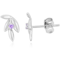 Nicht erhitzter Purpurfarbener Ceylon-Saphir-Silberohrringe Nicht erhitzter Purpurfarbener Ceylon-Saphir-Silberohrringe