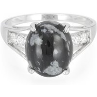 Schneeflocken-Obsidian-Silberring Schneeflocken-Obsidian-Silberring