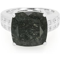 Schwarzer Rutilquarz-Silberring Schwarzer Rutilquarz-Silberring