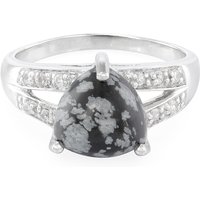 Schneeflocken-Obsidian-Silberring Schneeflocken-Obsidian-Silberring