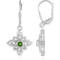 Russischer Diopsid-Silberohrringe Russischer Diopsid-Silberohrringe