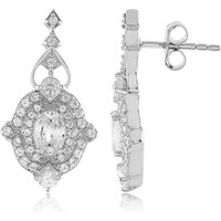 Weißer Saphir-Silberohrringe Weißer Saphir-Silberohrringe