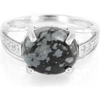 Schneeflocken-Obsidian-Silberring Schneeflocken-Obsidian-Silberring