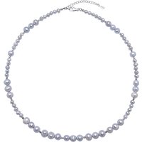 Silberfarbene Süßwasserzuchtperlen-Silberhalskette Silberfarbene Süßwasserzuchtperlen-Silberhalskette