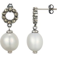Weiße Süßwasserzuchtperlen-Silberohrringe Weiße Süßwasserzuchtperlen-Silberohrringe