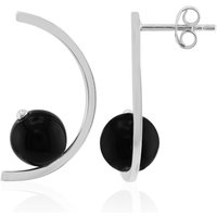 Schwarzer Onyx-Silberohrringe Schwarzer Onyx-Silberohrringe