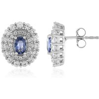 Blauer Ceylon-Saphir-Silberohrringe Blauer Ceylon-Saphir-Silberohrringe