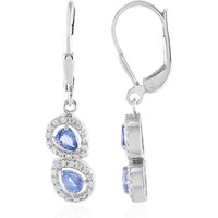 Nicht erhitzter Blauer Ceylon-Saphir-Silberohrringe Nicht erhitzter Blauer Ceylon-Saphir-Silberohrringe