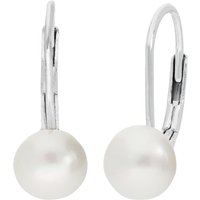 Weiße Süßwasserzuchtperlen-Silberohrringe Weiße Süßwasserzuchtperlen-Silberohrringe