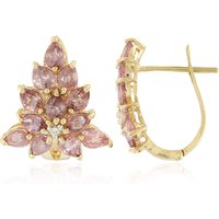 Nicht erhitzter Padparadscha-Saphir-Goldohrringe (AMAYANI) Nicht erhitzter Padparadscha-Saphir-Goldohrringe (AMAYANI)