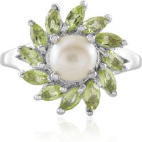 Weiße Süßwasserzuchtperlen-Silberring Weiße Süßwasserzuchtperlen-Silberring