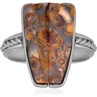 Versteinertes Palmenholz-Silberring (Bali Barong) Versteinertes Palmenholz-Silberring (Bali Barong)