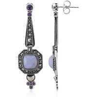 Blauer Band-Achat-Silberohrringe (Annette classic) Blauer Band-Achat-Silberohrringe (Annette classic)