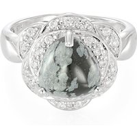 Schneeflocken-Obsidian-Silberring Schneeflocken-Obsidian-Silberring