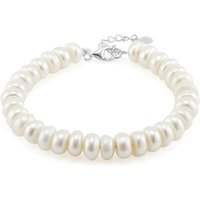 Weiße Süßwasserzuchtperlen-Silberarmband (TPC) Weiße Süßwasserzuchtperlen-Silberarmband (TPC)