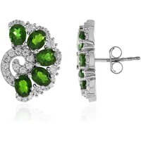 Russischer Diopsid-Silberohrringe Russischer Diopsid-Silberohrringe