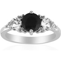 Schwarzer Saphir-Silberring Schwarzer Saphir-Silberring