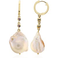 Pfirsichfarbene Süßwasserzuchtperlen-Silberohrringe (TPC) Pfirsichfarbene Süßwasserzuchtperlen-Silberohrringe (TPC)