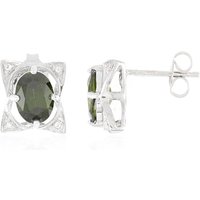 Russischer Diopsid-Silberohrringe Russischer Diopsid-Silberohrringe