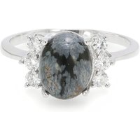 Schneeflocken-Obsidian-Silberring Schneeflocken-Obsidian-Silberring