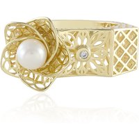 Weiße Süßwasserzuchtperlen-Goldring (Ornaments by de Melo) Weiße Süßwasserzuchtperlen-Goldring (Ornaments by de Melo)