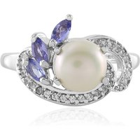 Weiße Süßwasserzuchtperlen-Silberring Weiße Süßwasserzuchtperlen-Silberring