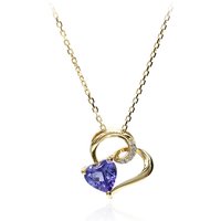 AAA-Tansanit-Goldhalskette AAA-Tansanit-Goldhalskette