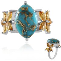 Blauer Mohave-Kupfer-Türkis-Silberring (Faszination Türkis) Blauer Mohave-Kupfer-Türkis-Silberring (Faszination Türkis)
