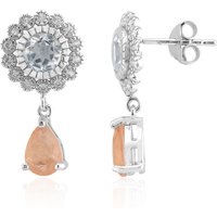Pfirsichfarbener Pastell-Quarz-Silberohrringe Pfirsichfarbener Pastell-Quarz-Silberohrringe