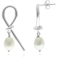 Weiße Süßwasserzuchtperlen-Silberohrringe (Joias do Paraíso) Weiße Süßwasserzuchtperlen-Silberohrringe (Joias do Paraíso)