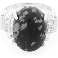 Schneeflocken-Obsidian-Silberring Schneeflocken-Obsidian-Silberring