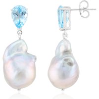 Silberfarbene Süßwasserzuchtperlen-Silberohrringe (TPC) Silberfarbene Süßwasserzuchtperlen-Silberohrringe (TPC)