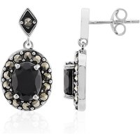 Schwarzer Onyx-Silberohrringe Schwarzer Onyx-Silberohrringe