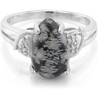 Schneeflocken-Obsidian-Silberring Schneeflocken-Obsidian-Silberring