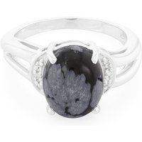 Schneeflocken-Obsidian-Silberring Schneeflocken-Obsidian-Silberring