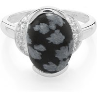 Schneeflocken-Obsidian-Silberring Schneeflocken-Obsidian-Silberring