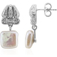 Weiße Süßwasserzuchtperlen-Silberohrringe (TPC) Weiße Süßwasserzuchtperlen-Silberohrringe (TPC)