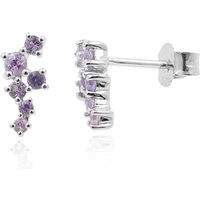 Nicht erhitzter Purpurfarbener Ceylon-Saphir-Silberohrringe Nicht erhitzter Purpurfarbener Ceylon-Saphir-Silberohrringe