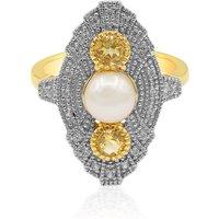 Süßwasserzuchtperlen-Silberring Süßwasserzuchtperlen-Silberring