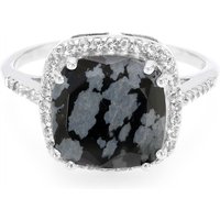 Schneeflocken-Obsidian-Silberring Schneeflocken-Obsidian-Silberring