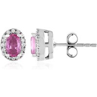 Nicht erhitzter Pinkfarbener Ceylon-Saphir-Silberohrringe Nicht erhitzter Pinkfarbener Ceylon-Saphir-Silberohrringe