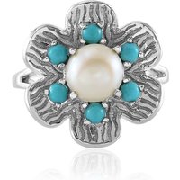 Weiße Süßwasserzuchtperlen-Silberring Weiße Süßwasserzuchtperlen-Silberring