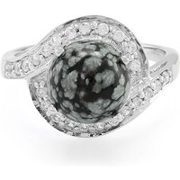 Schneeflocken-Obsidian-Silberring Schneeflocken-Obsidian-Silberring