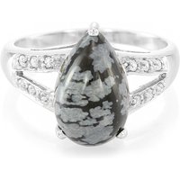 Schneeflocken-Obsidian-Silberring Schneeflocken-Obsidian-Silberring