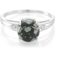 Schneeflocken-Obsidian-Silberring Schneeflocken-Obsidian-Silberring