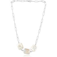 Weiße Süßwasserzuchtperlen-Silbercollier (TPC) Weiße Süßwasserzuchtperlen-Silbercollier (TPC)