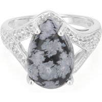 Schneeflocken-Obsidian-Silberring Schneeflocken-Obsidian-Silberring