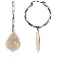 Pfirsichfarbene Süßwasserzuchtperlen-Silberohrringe (TPC) Pfirsichfarbene Süßwasserzuchtperlen-Silberohrringe (TPC)