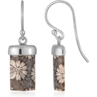 Versteinerte Koralle-Silberohrringe (Bali Barong) Versteinerte Koralle-Silberohrringe (Bali Barong)