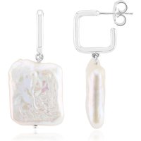 Weiße Süßwasserzuchtperlen-Silberohrringe (TPC) Weiße Süßwasserzuchtperlen-Silberohrringe (TPC)